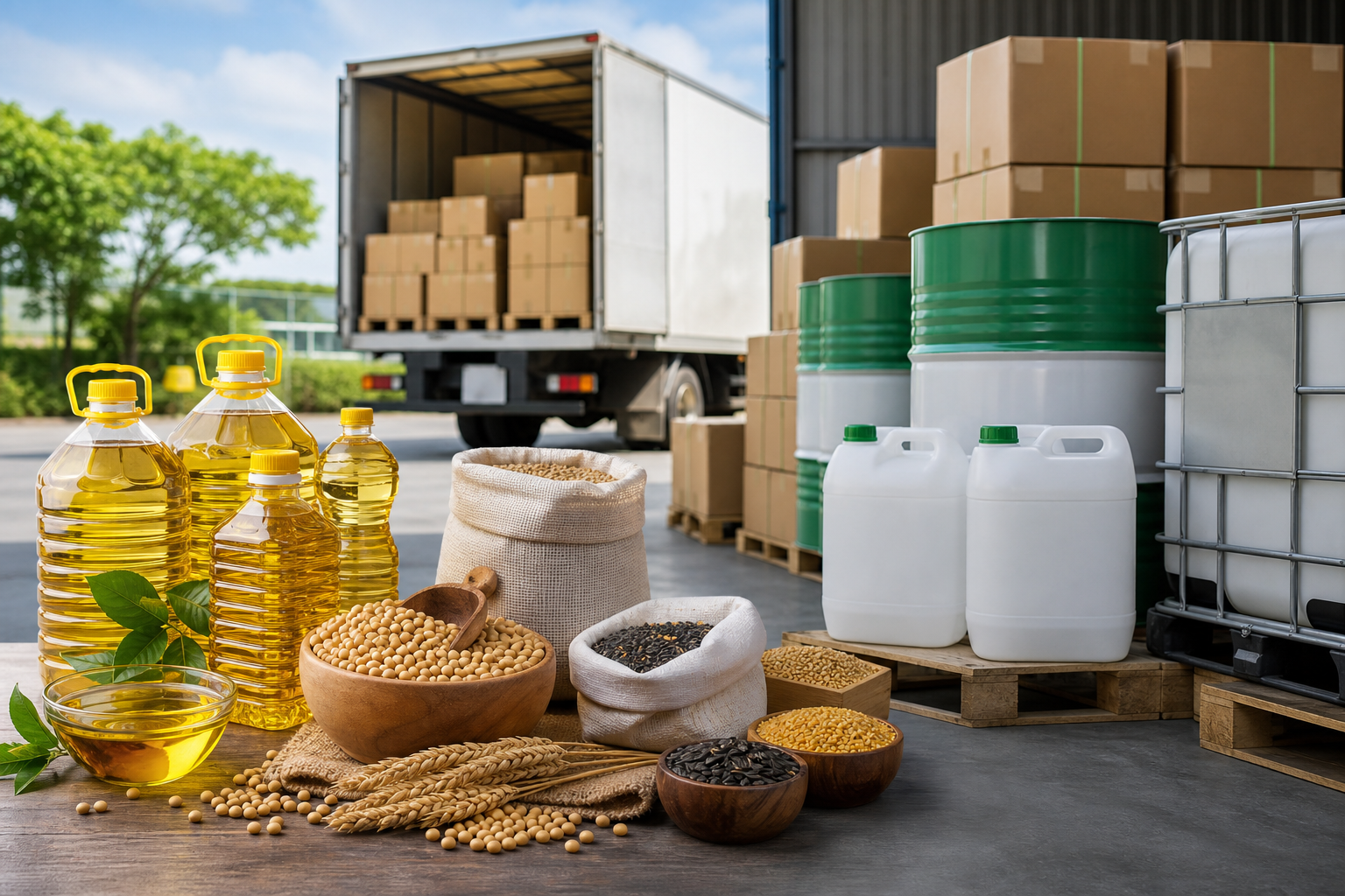 Bulk edible oil and food commodity distribution warehouse